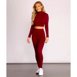 Burgundy Open Back Crop Top